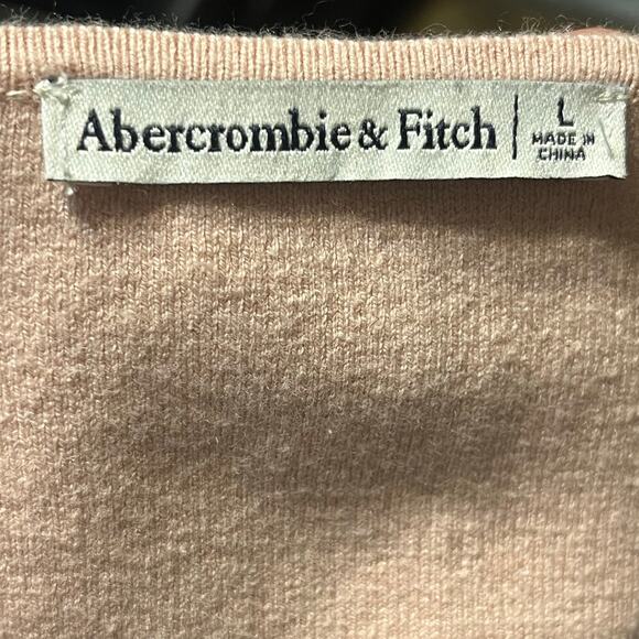 Abercrombie & Fitch Ribbed Knit Sweetheart Neck Sweater L Dusty Pink Coquette - Picture 5 of 6